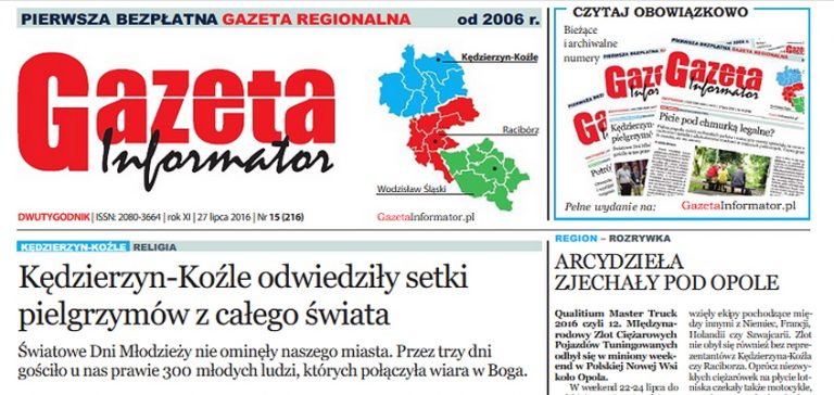 Gazeta Informator nr 216. Kędzierzyn-Koźle odwiedziły setki pielgrzymów z całego świata