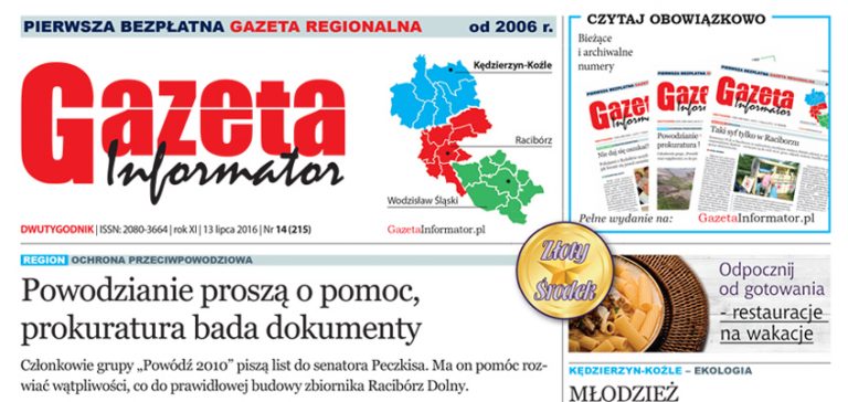 Gazeta Informator nr 215. Powodzianie proszą o pomoc, prokuratura bada dokumenty