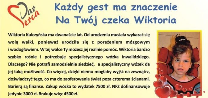 OPS Mszana: Wiktoria Kulczyńska. Zbiórka nakrętek. Pomoc