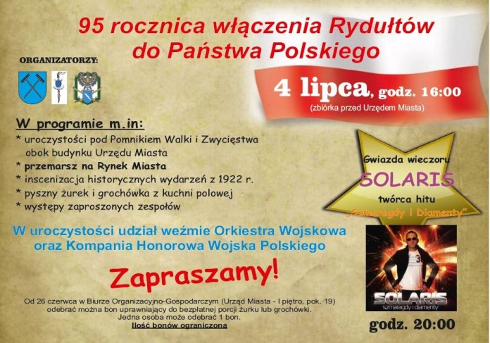 Rydułtowy: 95. rocznica włączenia Rydułtów do Państwa Polskiego